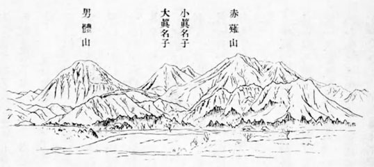 日光の諸山　鶴田駅付近より望む
